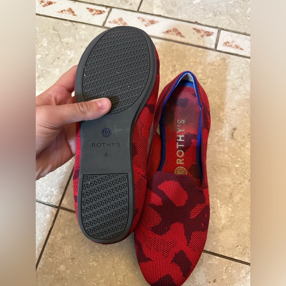 Rothy's The Flat Retired Red Camo Taupe Bottom Round Toe Ballet Flats Size 8 - Picture 5 of 6